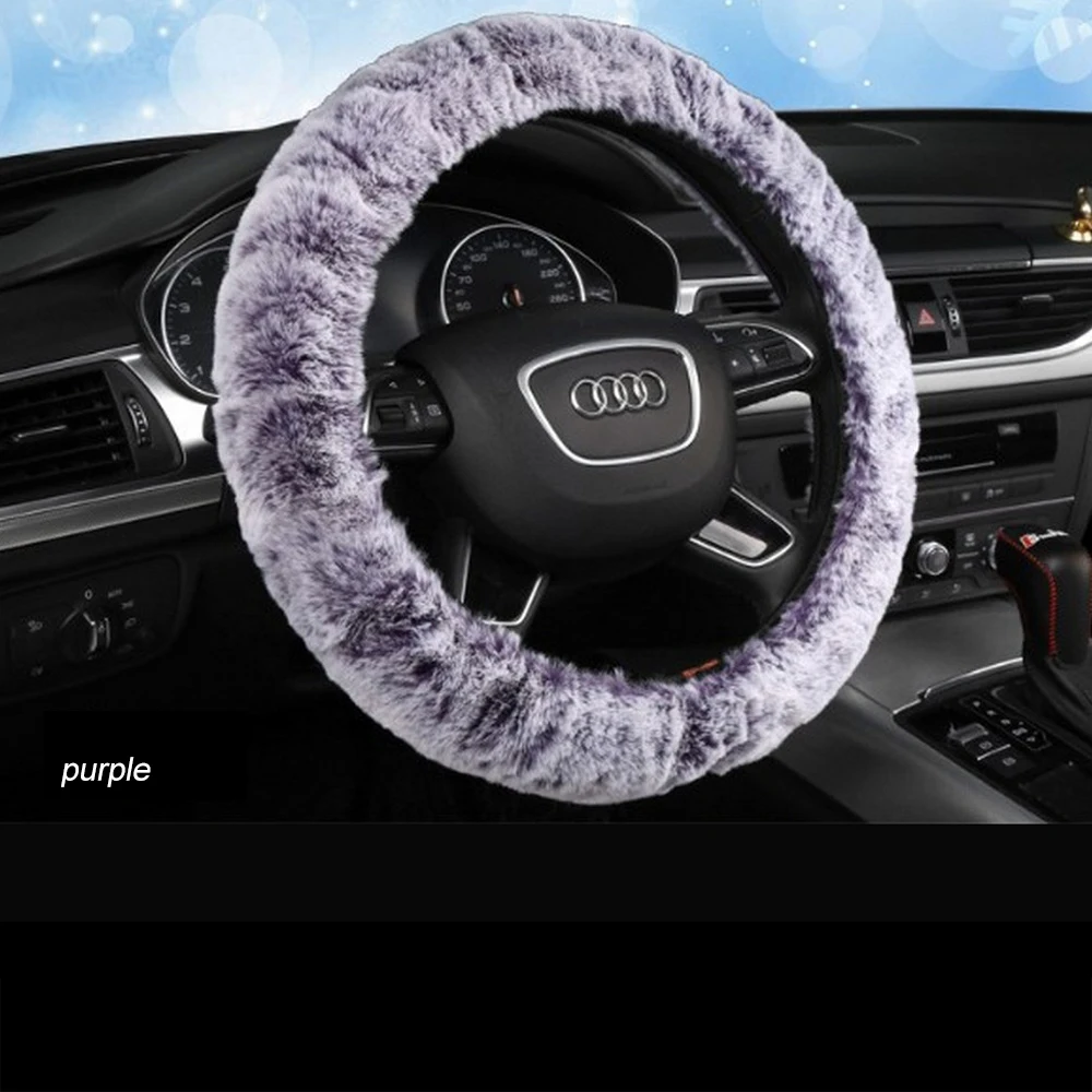 

Car Steering-wheel Cover Diy Plush Winter Plush Steering Wheel Cover Warm Non-slip Unisex Car Styling
