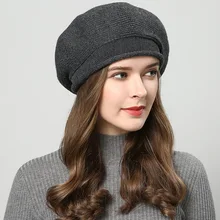 Cc bean/женская зимняя шапка, вязаный берет, однотонная шерстяная шапка, безвредная шапочка для женщин в горошек