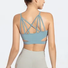 Fitness Sports Bra for Women Push Up Solid Cross Back Yoga Running Gym Training Workout Femme Padded Underwear Tops Female