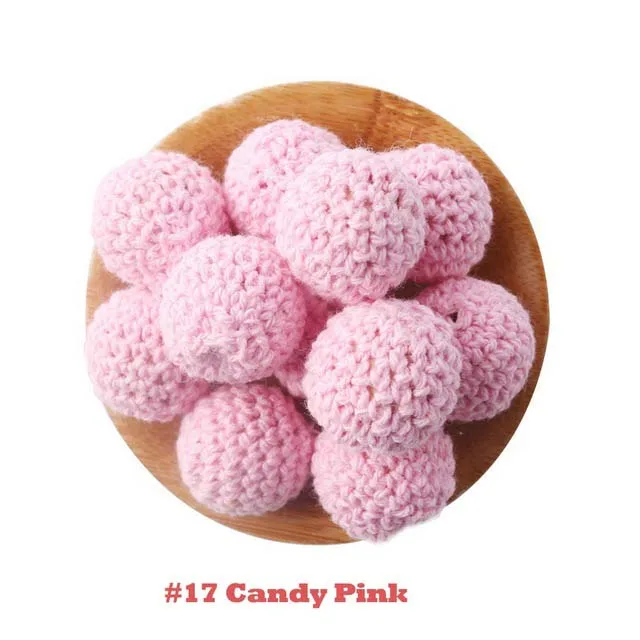 candy Pink 10 шт. 16 мм вязанные крючком бусины Детские деревянные Прорезыватели Новорожденные игрушки Изготовление ювелирных изделий уход ожерелье из бисера деревянные грызуны пустые детские товары - Цвет: candy Pink