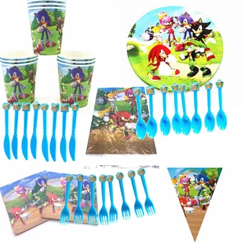 

81pcs/set Animal Sonic Cup Plate Tablecloth Napkin Tableware Set for 10 People Use Birthday Theme Party Decoration Suit Supplies