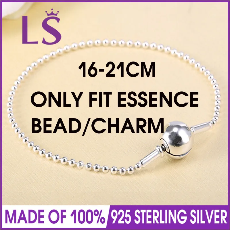 LS роскошный высококачественный браслет из стерлингового серебра 925 пробы с застежкой из бисера для женщин, очаровательный браслет с бусинами