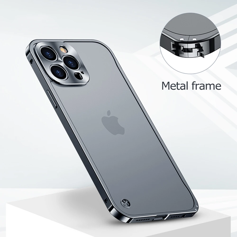 best case for iphone 13 pro  2022 New Luxury Metal Border Shockproof Phone Case For iPhone 11 12 13 Pro Max Aviation Aluminum Alloy Material Protection Cover apple iphone 13 pro case