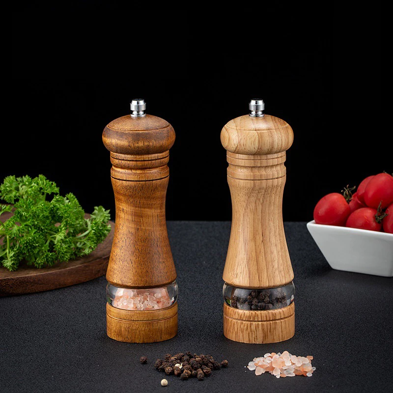 Adjustable Manual Pepper Grinder Wooden Salt & Pepper Mill With Ceramic Grinder
