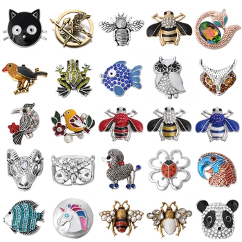 

6pcs/lot DIY Crystal Metal Animal Snap Buttons Jewelry Fit 18mm Metal Snap Button Jewelry DIY Bracelet
