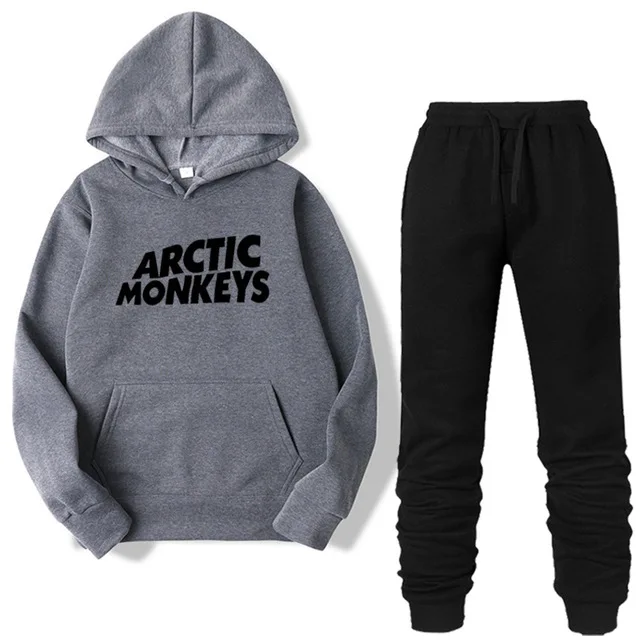 Двойка Модный комплект Arctic Monkeys Толстовка Для мужчин/Для женщин спортивный костюм толстовка с капюшоном Осенняя брендовая одежда, худи+ штаны в комплекте комплект - Цвет: Dark grey-B