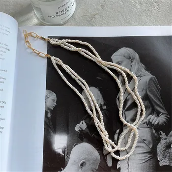 

RUIYI Real 925 Sterling Silver Women three layers Pearl Chokers Female Niche Cute Mini Natural Freshwater Pearl Chic Necklace