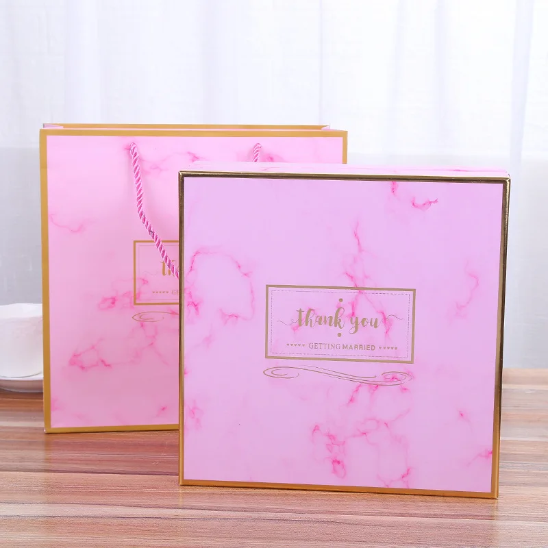 

Creative Pink Marble Festive Goods Packaging Gift Box Candy Box Tote Box Valentine's Day Wedding Birthday Party Gift Boxes Bags