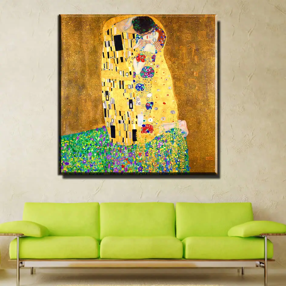 Klimt арт-принт на холсте плакат The Kiss Самая дорогая картина маслом | Дом и сад