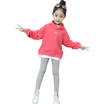

Kids Girl's Sport Suit New Style Fashion Children's Leggings Wholesale Sports Clothing Casual Sweatshirt Coat +pant 4-12 Ages
