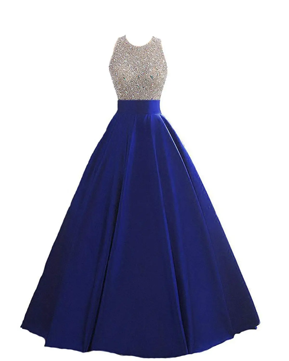 same as picture Women's Sequins Open Back Evening Gown Dresses Beaded Luxury Crystals Prom Formal Dresses Long Organza Dress - Цвет: same as picture