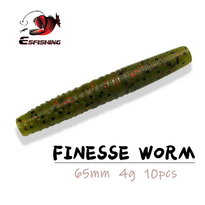 

Esfishing New Soft Bait Worm Lures Finesse Worm 10pcs 65mm Swimbait Feeder SpinnerBait Pike Fishing Lures