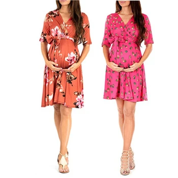 

2020 Casual Pregnancy Dress Summer Floral Women Pregnant Clothes Loose Ladies Maternity Mini Dresses Home Clothing for Woman