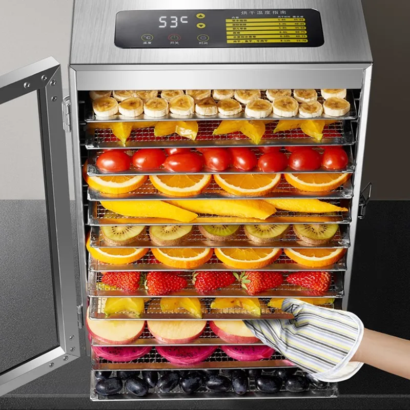 12 Floors Food Dehydrator Pet Snacks Dryer Dried Meat Fruit Vegetable Smart Touch Digital Timer Temperature Control 110V~220V