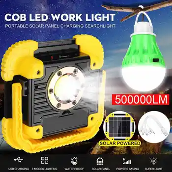 

3 Modes COB LED Floodlight 18650 Battery Rechargeable USB Charging Solar Powered Spot Lamp Outdoor with Bulb,USB Charging Cable
