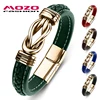 MOZO FASHION 2022 New Classic Men Bracelet Leather Stainless Steel Charm High Quality  Women Punk Multi Color Jewelry Gifts 074 ► Photo 1/6