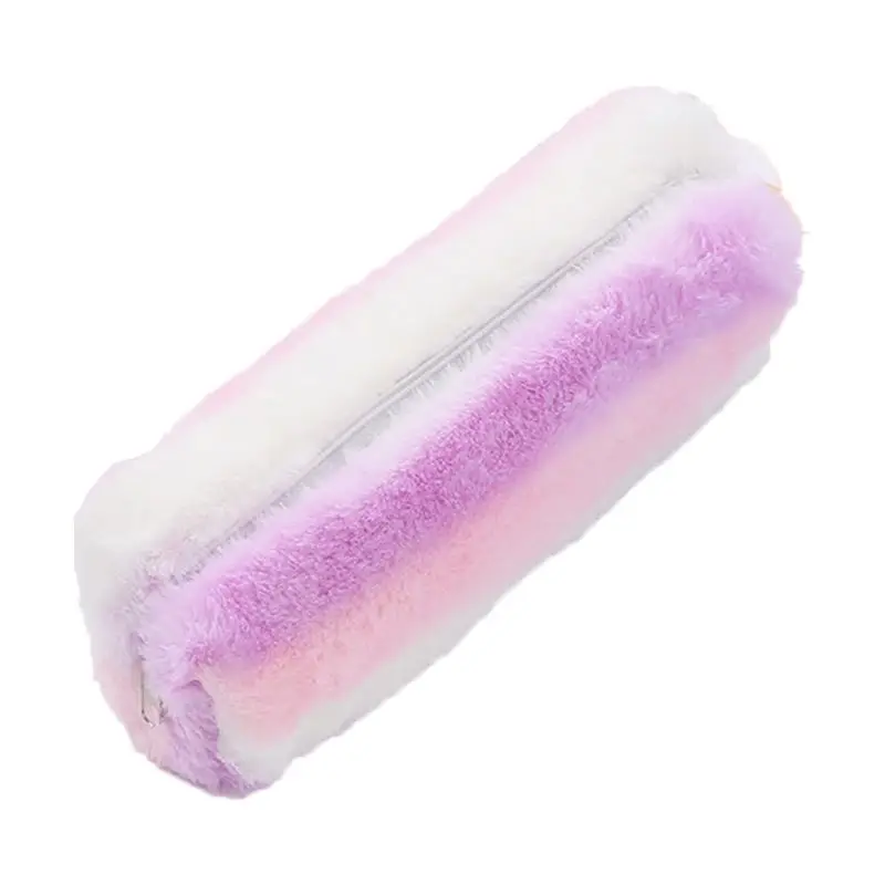 New Cute Kawaii Rainbow Plush Pencil Pen Bag Zipper Strip Makeup Pouch Stationery