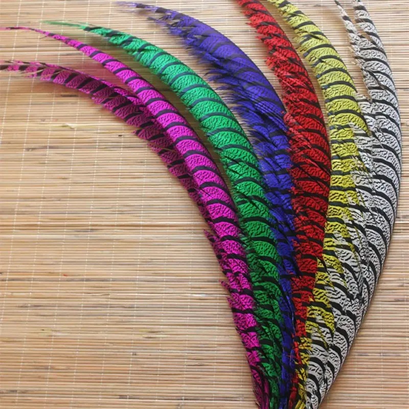 Wholesale 100Pcs/Lot 36-40'➐-100CM Natural Dyed Zebra Lady Amherst Pheasant Tail Feathers For Crafts Phesant Carnival | Дом и сад