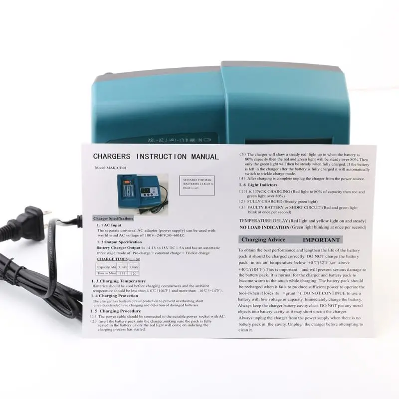 DC18RC зарядный ток 1.5A зарядное устройство для альтернативной Makita Электроинструмент 72XD