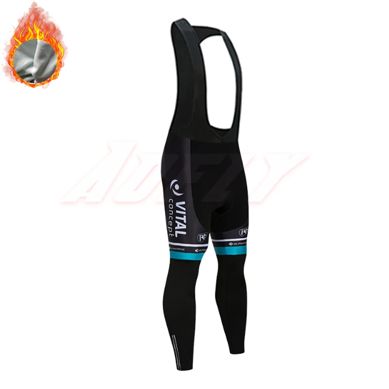 Fleece black Новая команда VITAL Велоспорт Джерси нагрудники брюки набор Ropa Ciclismo мужские зимние термо флис pro велосипедная куртка Майо Одежда Белый Черный - Цвет: Fleece black