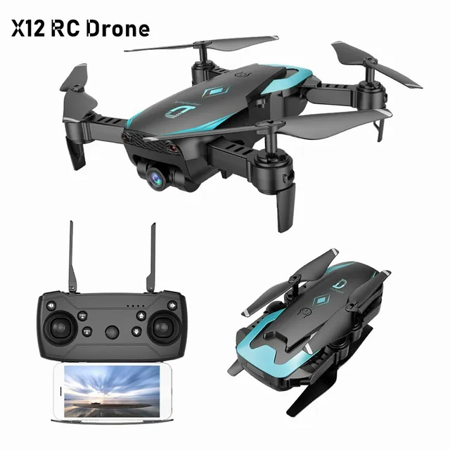 $42.68  X12 FPV RC Foldable Dron with Camera HD Wide Angle Wifi RC Quadcopter Altitude Hold One Key Return 