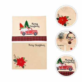 

2Pcs Christmas Linen Placemats Creative Tabletop Coasters Table Mat Decorations