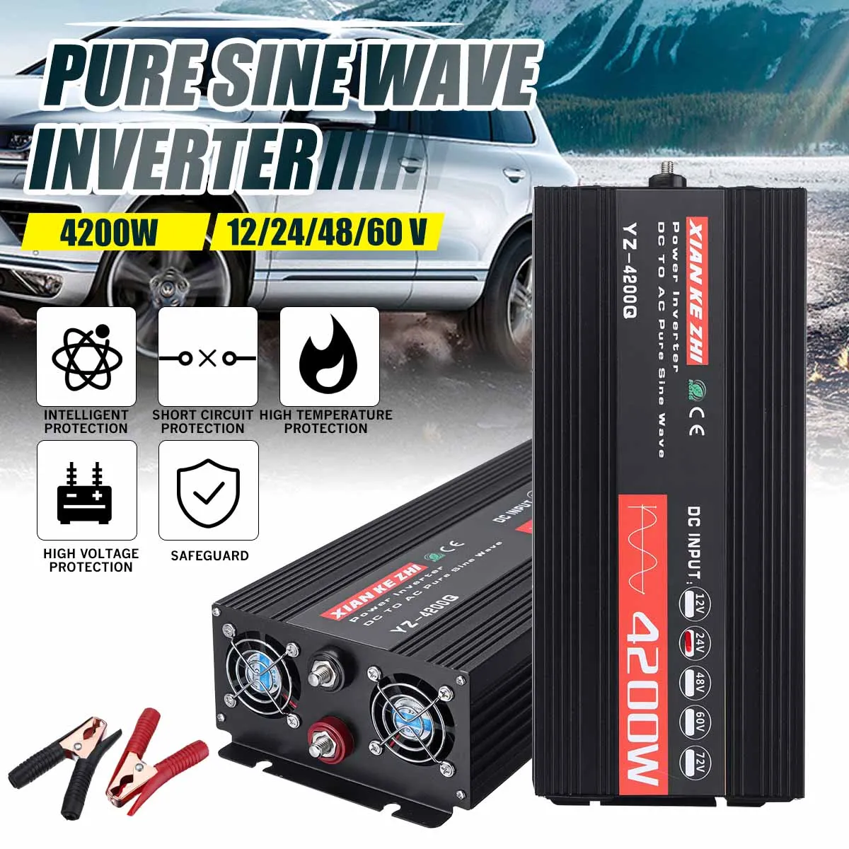 

inverter 12v 220v 2600/4200W inversor 12/24/48/60V TO 220V Voltage transformer Pure sine wave inverter LCD Display major protec