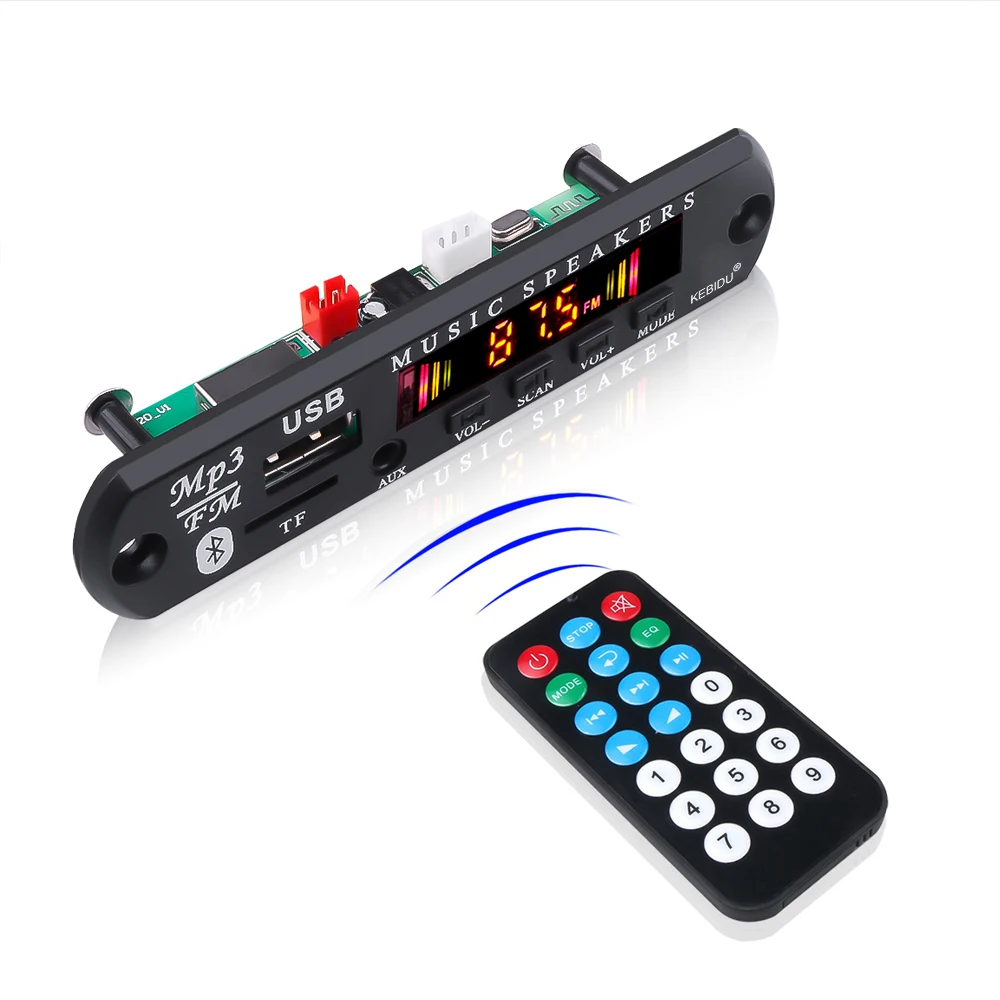 Wireless Bluetooth 5.0 MP3 WMA Decoder Board 5V 12V Car Audio USB TF FM Radio Module Color Screen MP3 Player With Remote Control