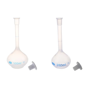 

2 Pcs Long Neck Clear White Plastic Volumetric Measuring Flask, 500Ml & 250Ml