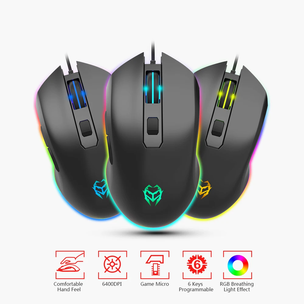 Kingangjia G530 оптическая игровая мышь Esport Регулируемая 6400 dpi светодиодный светильник USB Проводная мышь для Mac ноутбука ПК