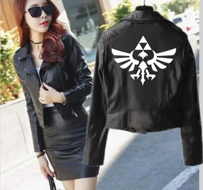 

2019 game Zelda legend jacket short leather punk leather locomotive zipper jacket women's hip hop streetwear