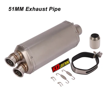 430mm Universal Exhaust Muffler Vent Pipe Two Outlets with Baffle Silencer 51mm for Motorcycle ATV Dirt Bike