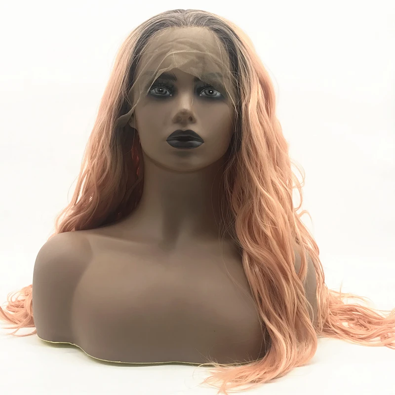 

24 inch long 16 T Orange curly synthetic wig with lace frontal for black women