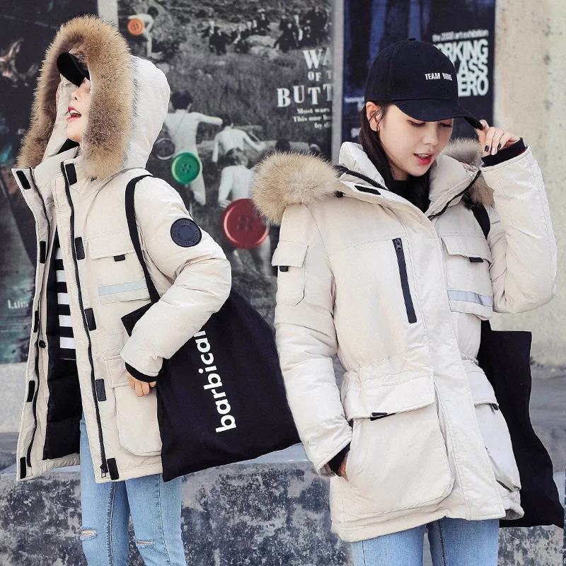 

2018 Winter New Style Korean-style Cold Protective Clothing Outdoor Sports Couples Thick down Feather Cotton Overcoat Women's