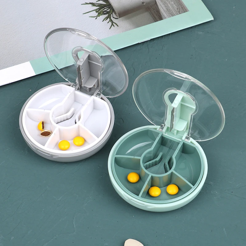 Portable Pill Cutter Splitter Divide Storage Case Weekly Rotating 7Day Pill Container Pill Organizer Medicine Cutter Pill box
