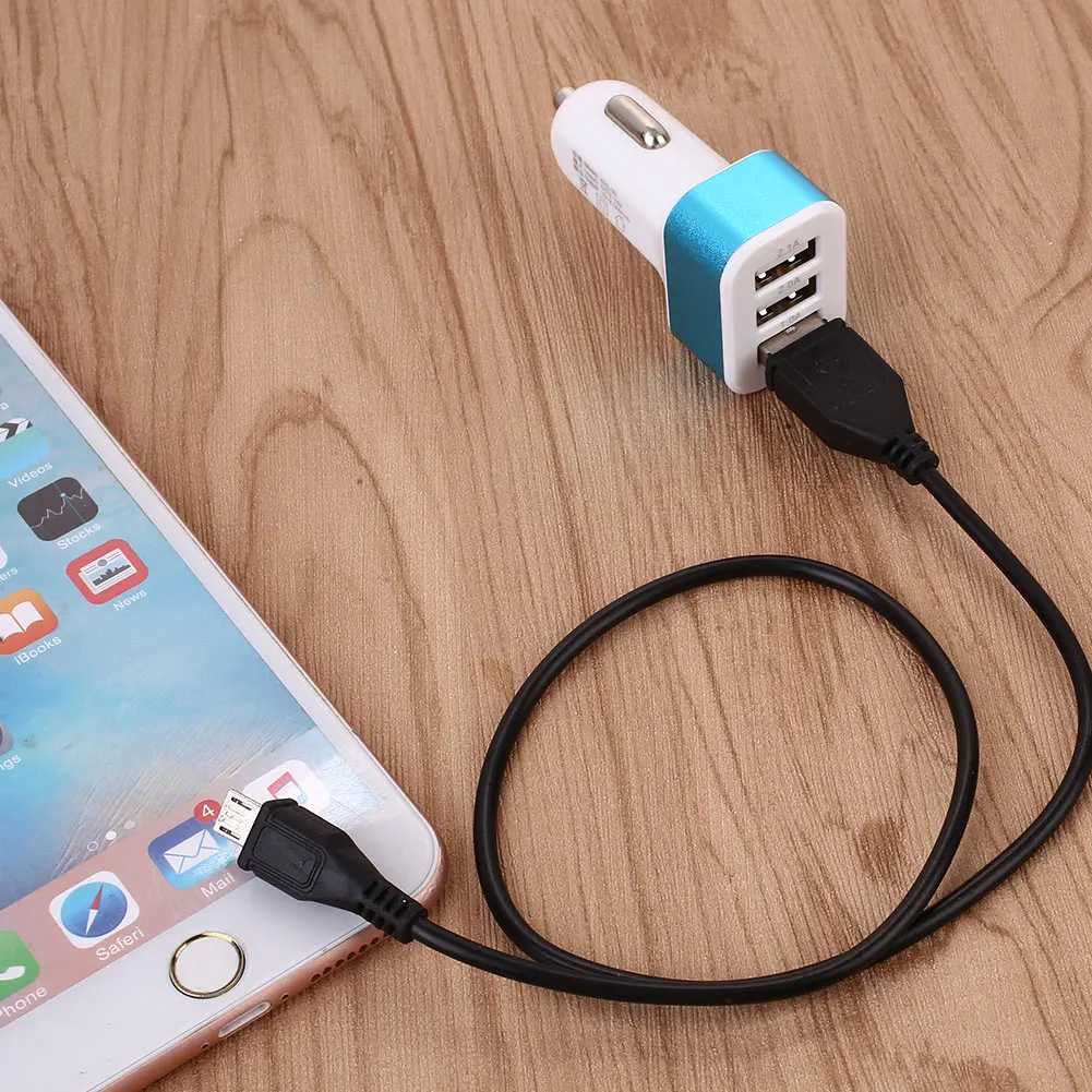 Автомобильный прикуриватель, DC12-24V питания, двойной USB, 3 порта, разветвитель, зарядное устройство