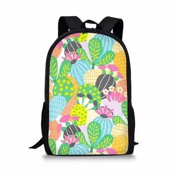 

HYCOOL Primary School Kids Backpack Colorful Cactus Flowers Print Boys Girls Book Pencil Bag Teenager Children Shoulder Bags