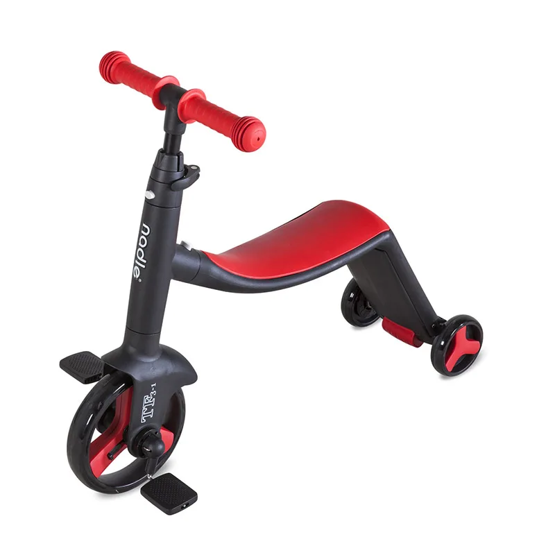 Детский автомобиль скутер трехколесный велосипед качающаяся автомашина детский многоцелевой трехколесный велосипед 3 в 1 детский автомобиль ходунки - Цвет: red