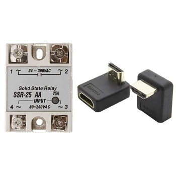 

1 Pcs SSR-25AA 25A Control AC Solid Module State Relays & 1 Pcs 90 Degree Male to Female Adapter Extension Converter