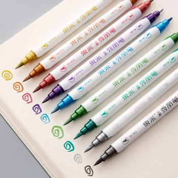 

10 Colors Dual Tips Metallic Marker Pearl Color Art Markers Art Metallic Brush Pen Twin Brush Marker Pen Drawing Pen Set