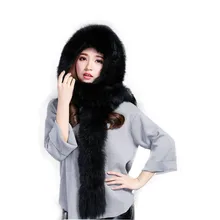 Thicken Fox Fur Scarf Hat Female Winter Fur Scarf One Dual-use New Woven Scarf Hooded Winter Hat