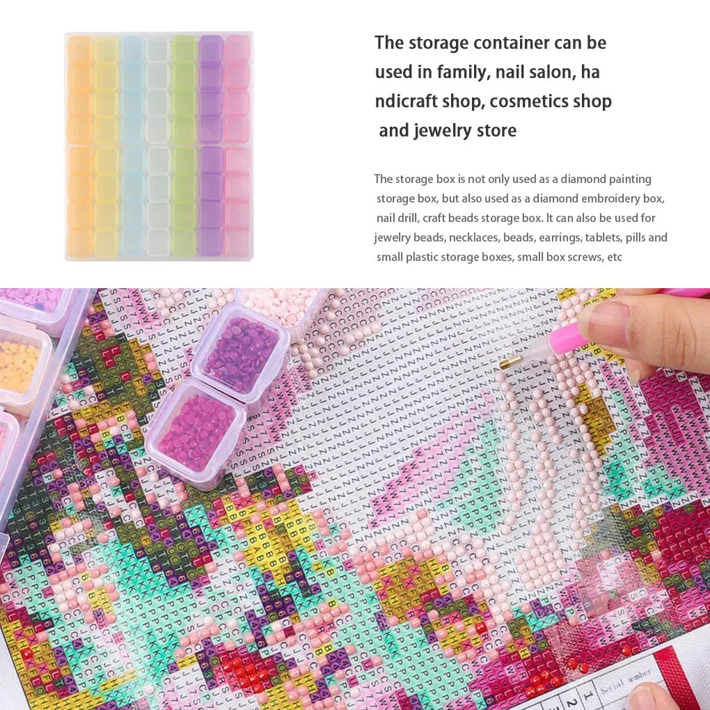 

Plastic Jewelry Box for Home Store, Beads , Earring, Necklace, Jewelry Accessory Organizer, Diamond Painting Box, 56 Grids, 28 G
