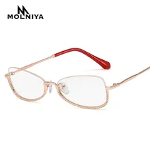 Роскошные Металлические очки со стразами, оправа для мужчин и женщин, полуоправа, оптические модные компьютерные очки по рецепту