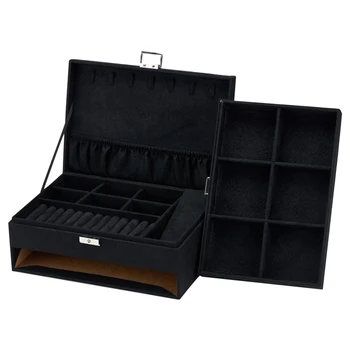 

Rings Jewelry Box For Women Home Dressing Table Double Layers Earring Necklace Desktop Organizer Multifunction Drawer Design