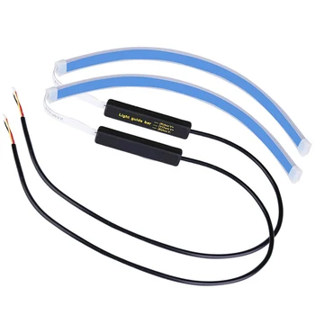 

2pcs DC 12V Car LED Strip Light DRL Waterproof Sequential Turn Signal Light White Daytime Running Light Yellow Turn Signal