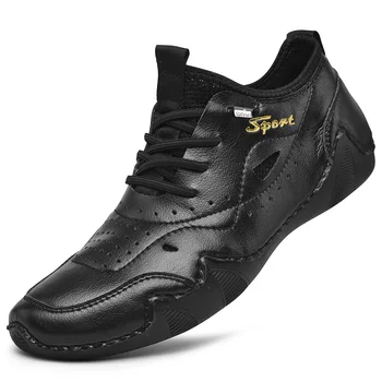 

Increase genuine leather casual shoes for men Quality men sneakers drive shoes elastic lace-ups slip-on footwear natural skin