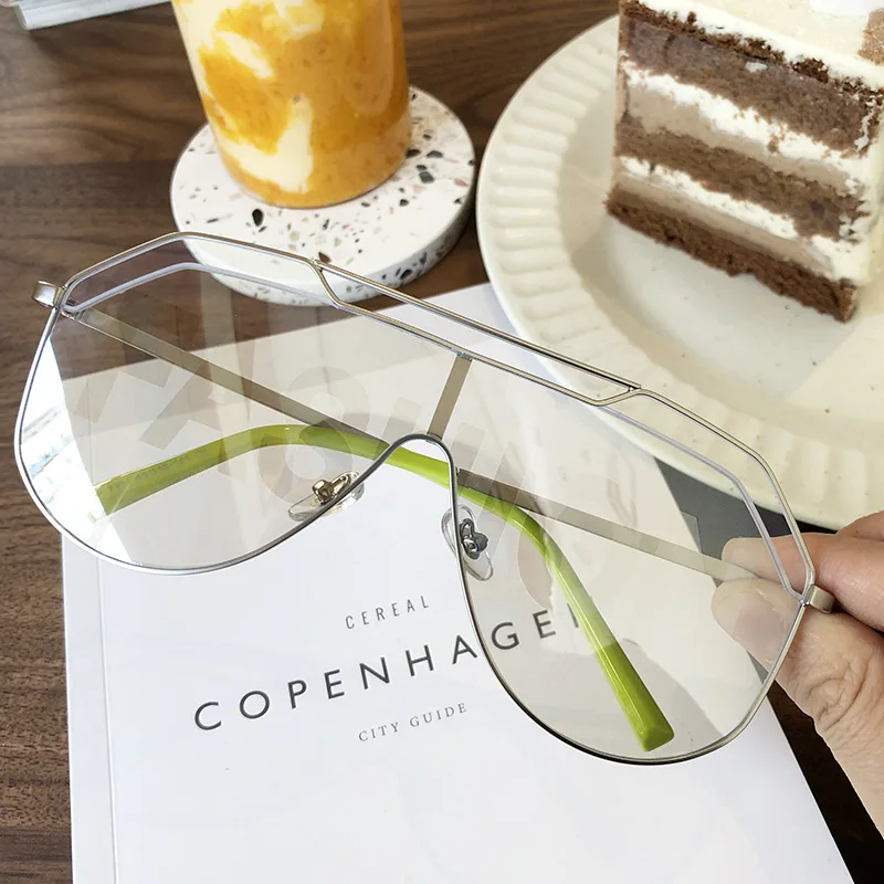 Silver Clear Silver Модные женские солнцезащитные очки с буквенным покрытием, роскошные Винтажные Солнцезащитные очки больших размеров с ажурным металлическим покрытием, прозрачные линзы, UV400 очки - Цвет линз: Silver Clear Silver