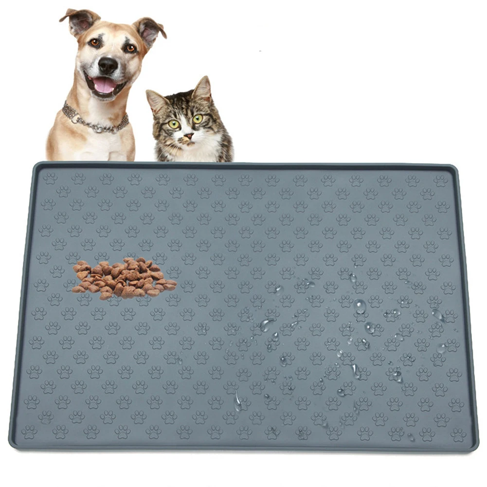 

Silicone Dog Food Mat Non Spill Skid Waterproof Pet Bowl Pad Practical Puppy Drinking Water Feeding Placemat Easy To Clean