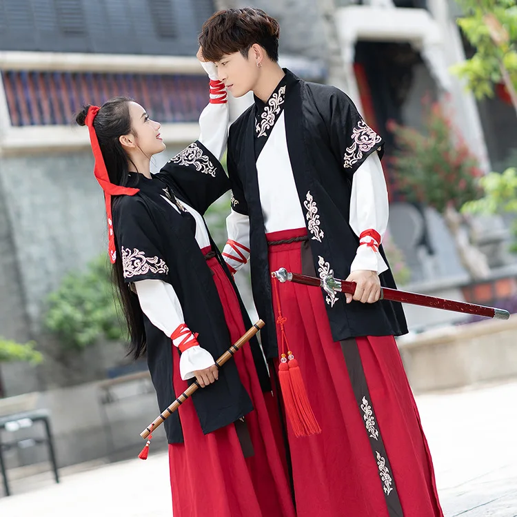 Традиционные китайские танцевальные костюмы Hanfu для женщин и мужчин халат