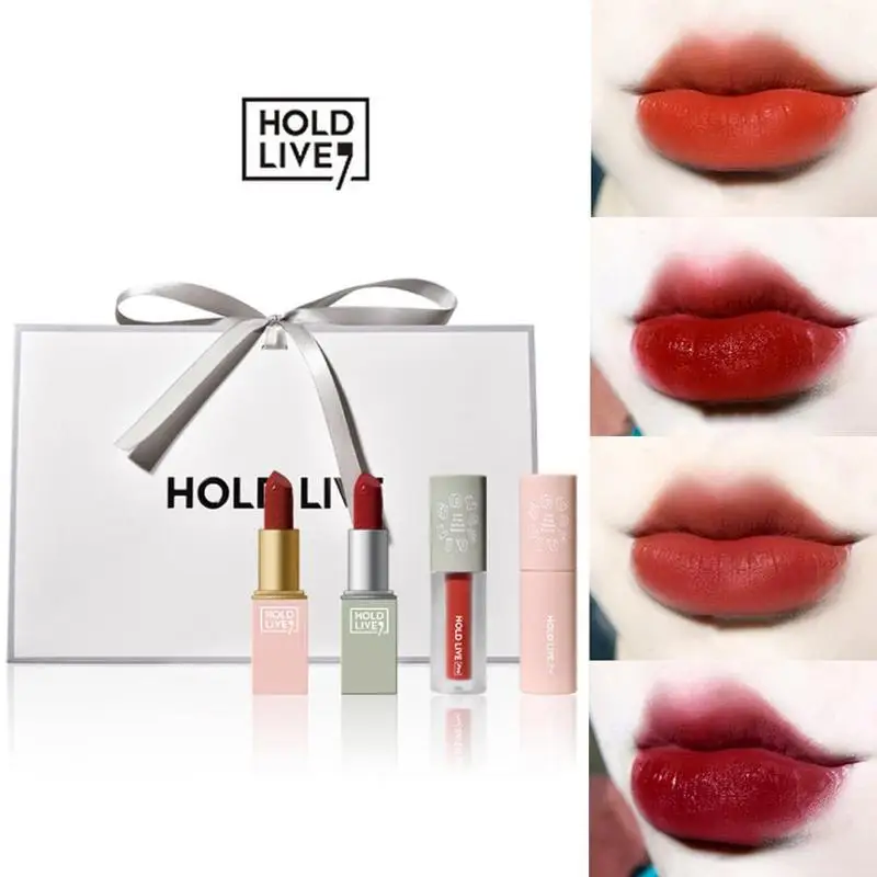 

4pcs/set Hold Live Matte Lipstick Glaze Lipstick Combination Suit For Christmas Gift Long Lasting Matte Lipstick Pencil